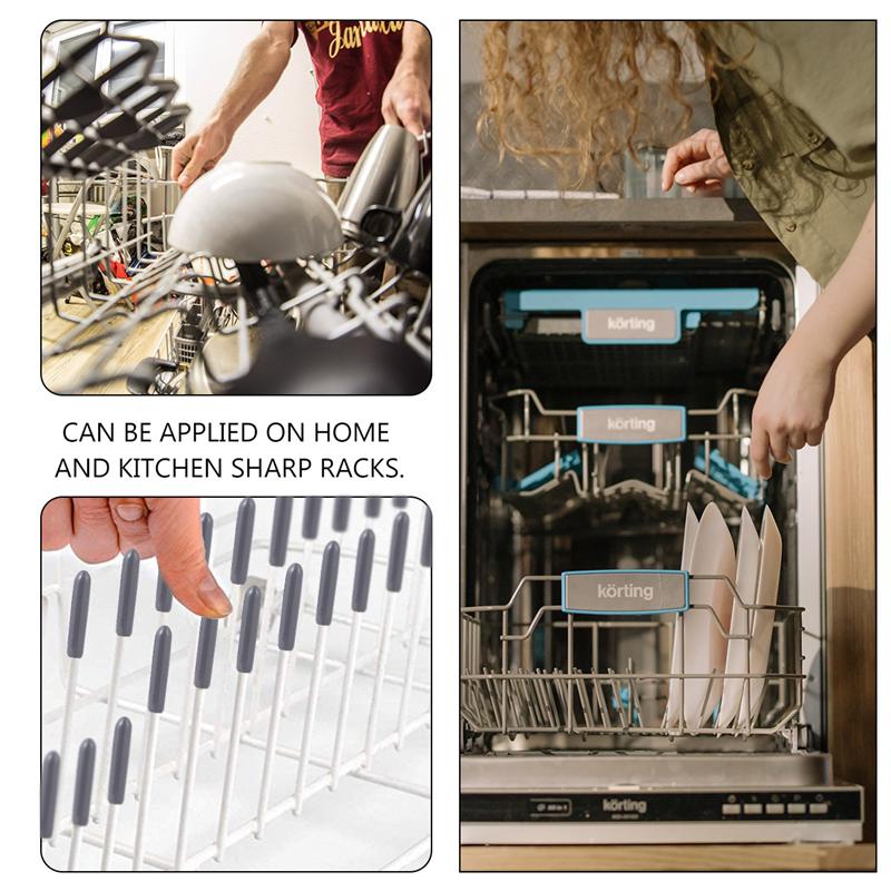 200PCS Dishwasher Rack Caps Tip Tine Cover Cap Flexible Round End Caps Dishwasher Tip Protective Cap Set (Grey)