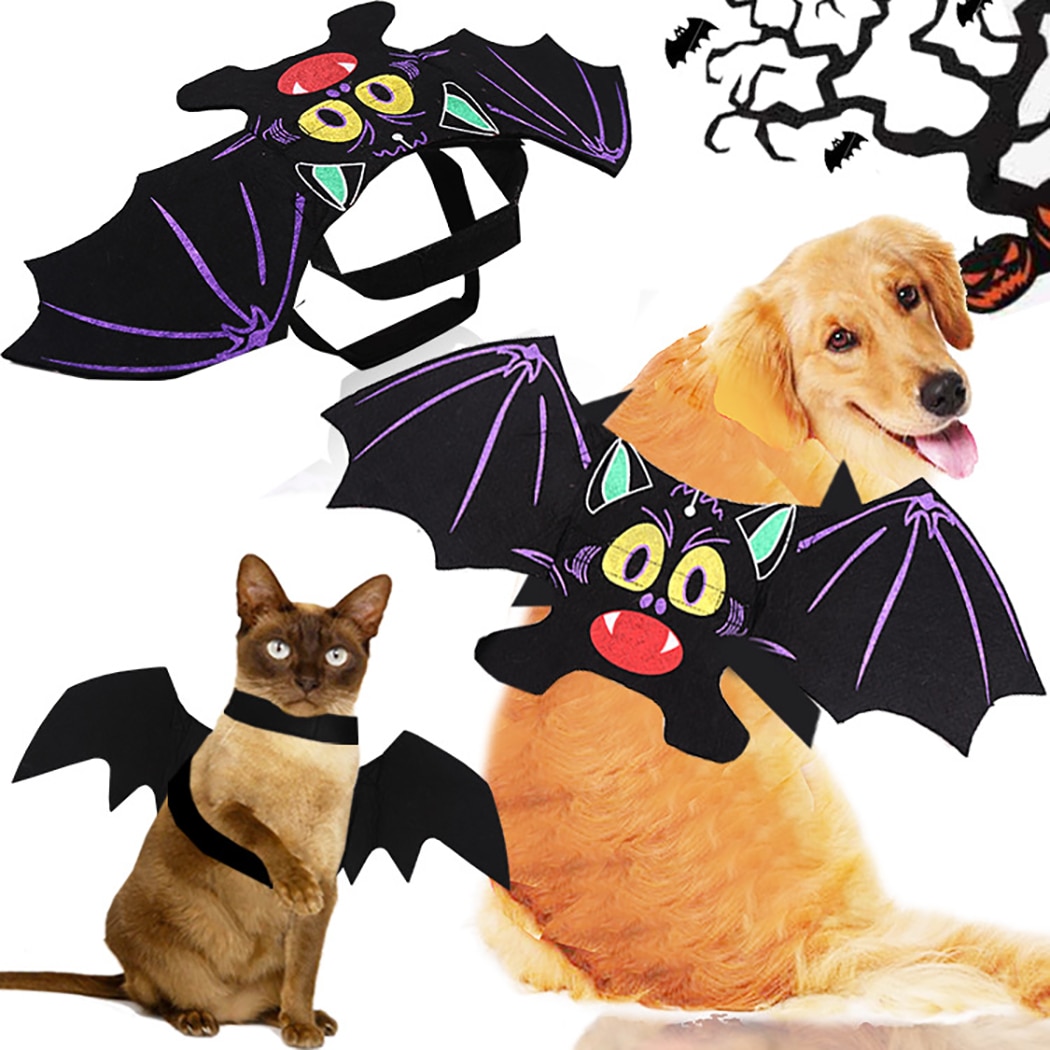 Halloween huisdier hond kostuums vleermuisvleugels vampier zwart schattig verkleedkostuum halloween huisdier hond kat kostuum: Default Title