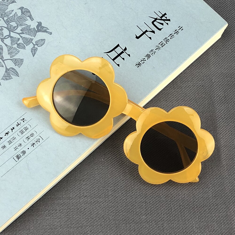 Gafas de sol con montura de flores para bebés y niños pequeños, lentes de sol Unisex con montura de flores, redondas, Anti-UV, para exteriores: A