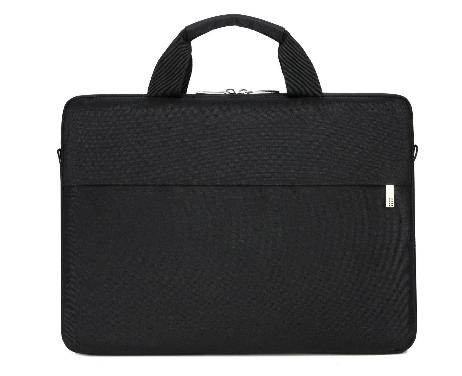 Office Oxford Cloth Briefcase Men Women Lightweight 14INCH Computer Laptop Bag Shoulder Handbag: Black