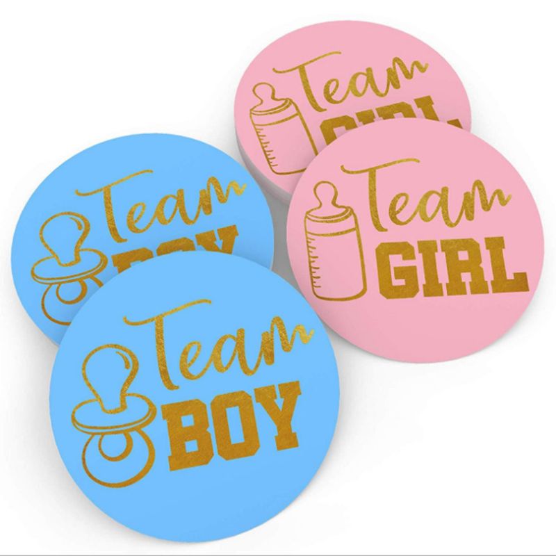 24Pcs Gender Reveal Stickers Team Boy Team Girl Labels Party Decoration Gender Reveal Stickers