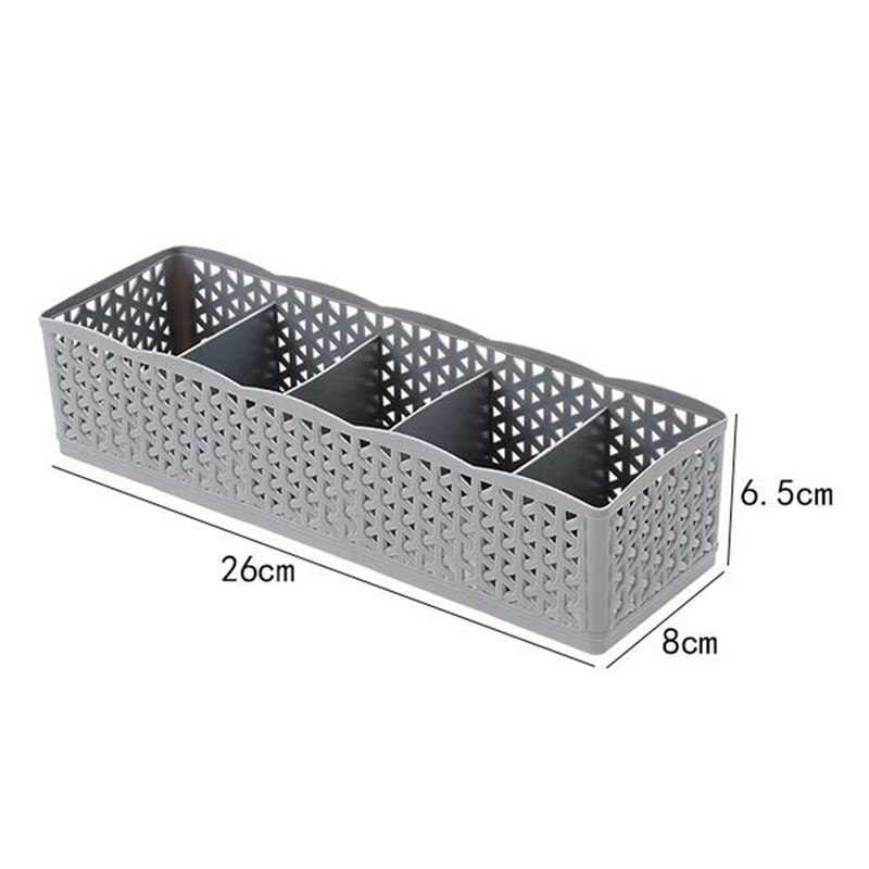 1Pc Multi-Function 5 Grid Sorting Box Underwear Storage Box Plastic Desktop Drawer Classification Stackable Storage Organizers