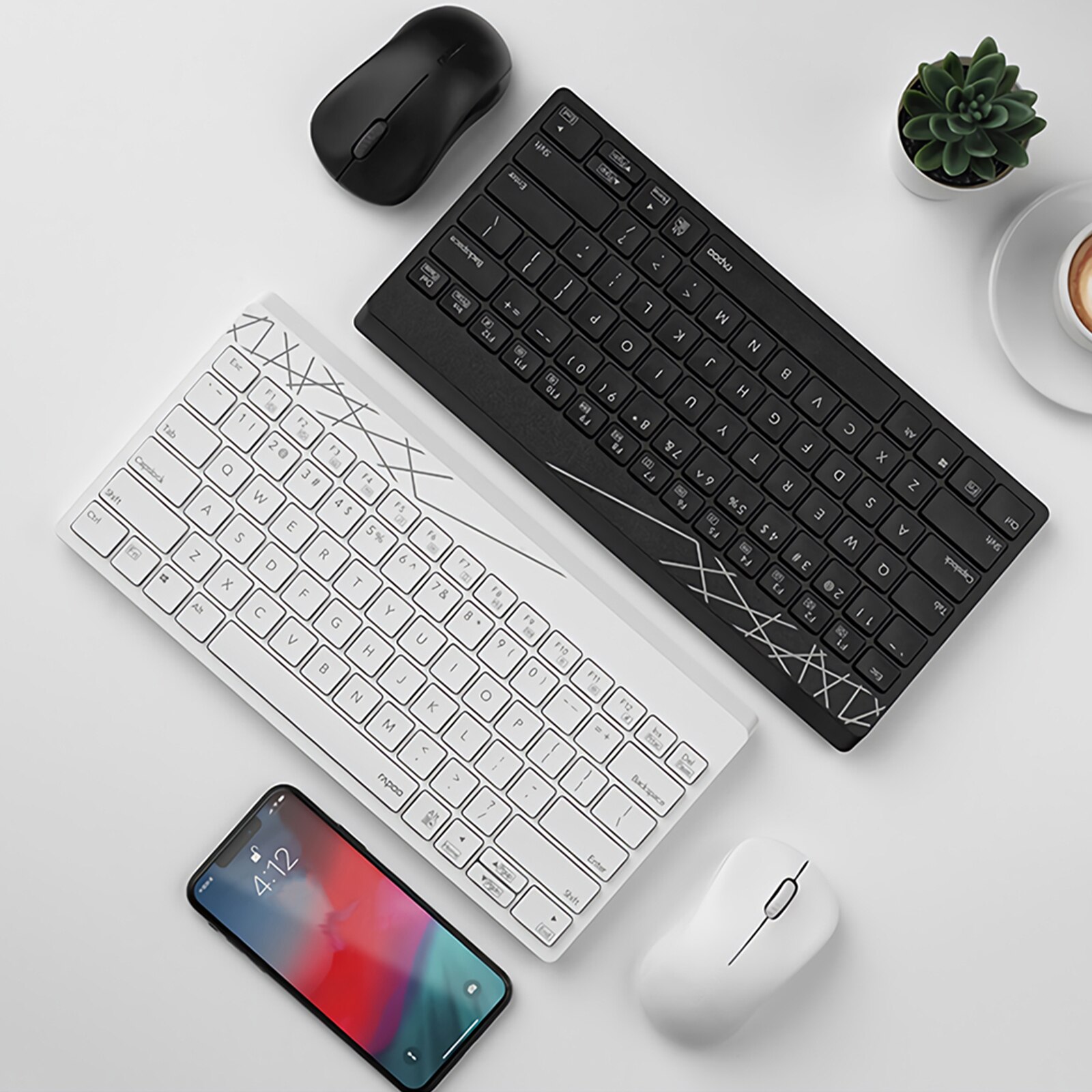 Originele Rapoo 8000S Waterdichte 2.4Ghz Draagbare Draadloze Mute Toetsenbord Met 1000Dpi Draadloze Muis Lange Levensduur Batterij