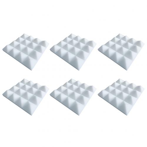 6 stuks 25 x 25 x 5cm piramide studio akoestisch paneel tegel geluiddicht schuim kussen pad: Wit