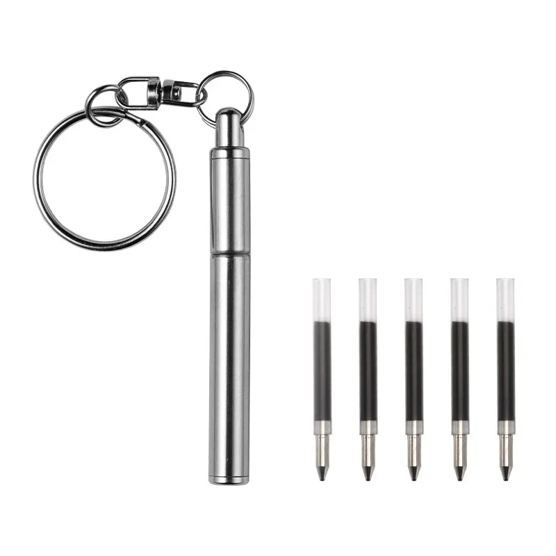 Kugelschreiber Schlüsselanhänger Multifunktionaler Mini-Schlüsselanhänger aus Metall Edelstahl Teleskopstift Schlüsselanhänger Teleskopstift Werkzeug: verrotten