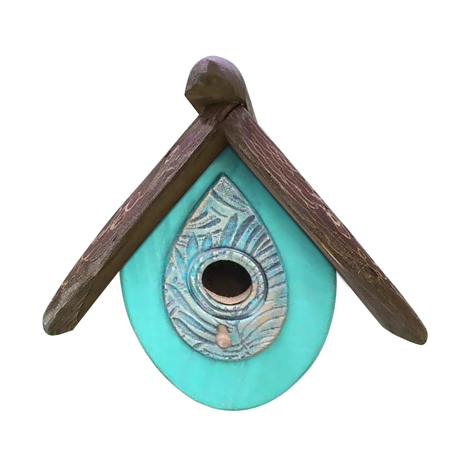 Hanging Wooden Bird Feeder Hand Carved Wooden Birdhouse Outdoor Bird Feeder Spring Decoration Garden Feeding Pet Supplies: Green 