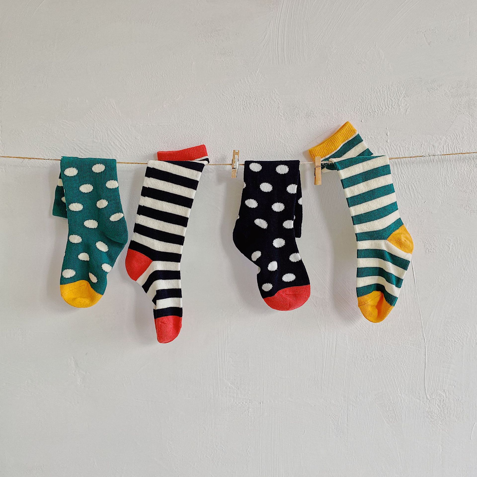 4 Pairs/lot Striped Dot Print Soft Spring Autumn Cotton Baby Socks Kids Girls Boy Socks