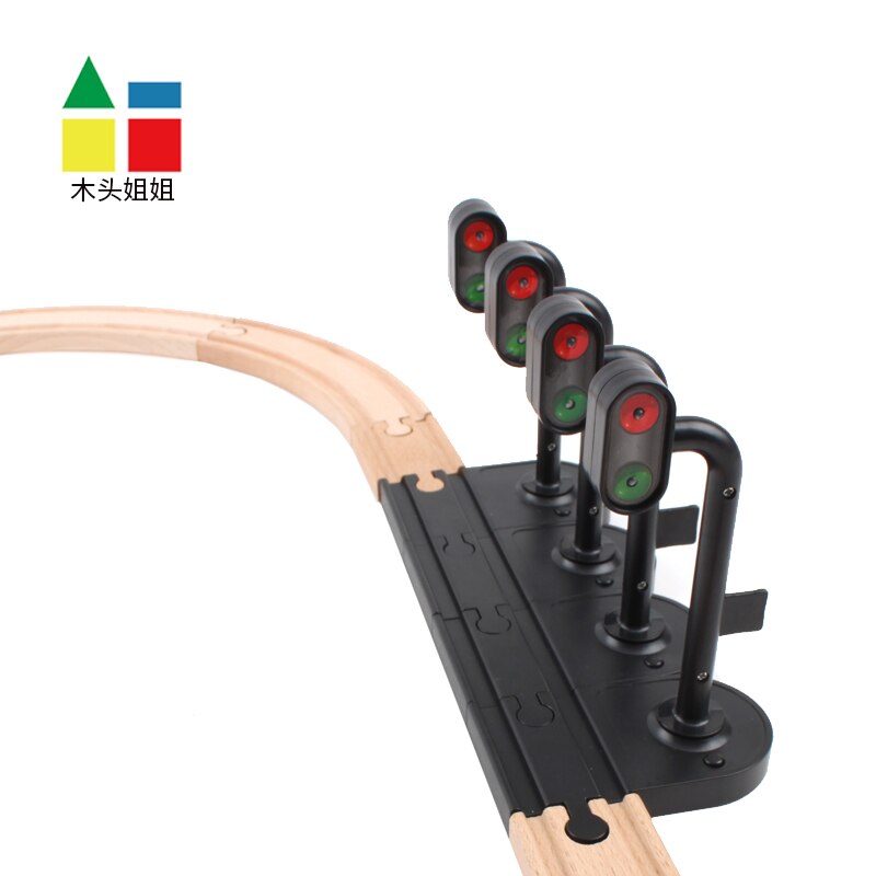 Szene Schiene Transit verkehrs lichter Signal Licht Zubehör Holz Track Magnetische Zug Zubehör Kompatibel withTrains 1PCS