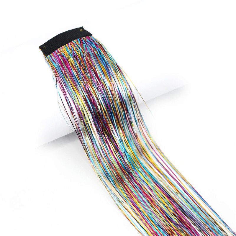 16 colors Glitter Hair Extensions Sparkle Hair Tinsel with Clip Highlights False Hair Strands 1pc Clip In Bling Hair: 16