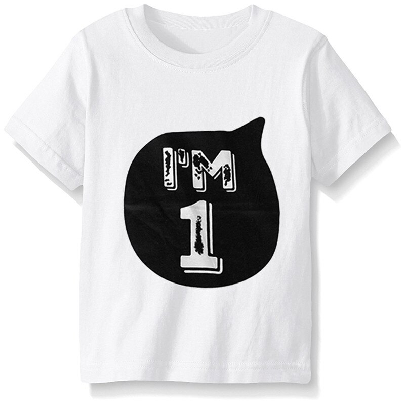 Kids Kleding 1-2 Jaar T-shirt Tops Prinses Meisjes Tees Baby Baby Jongens Prins T-shirts Peuter Baby Eerst verjaardagsfeestje Slijtage: White 1