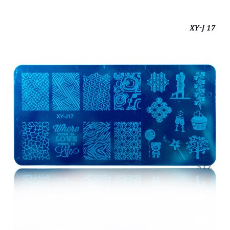 12 x 6cm 16 designs blomster tegneserie blonder gør-det-selv polish stempling nail art stempel skabeloner manicure negle stencils overførselsværktøj xyj 17-32: Xyj 17