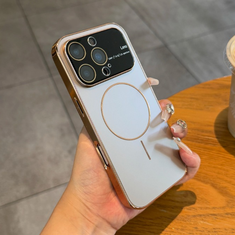 Husă magnetică de lux hoce, placată cu ag mat, pentru magsafe, pentru iphone 16 15 14 13 pro max, cu lentilă din sticlă și protecție pentru cameră, husă rigidă