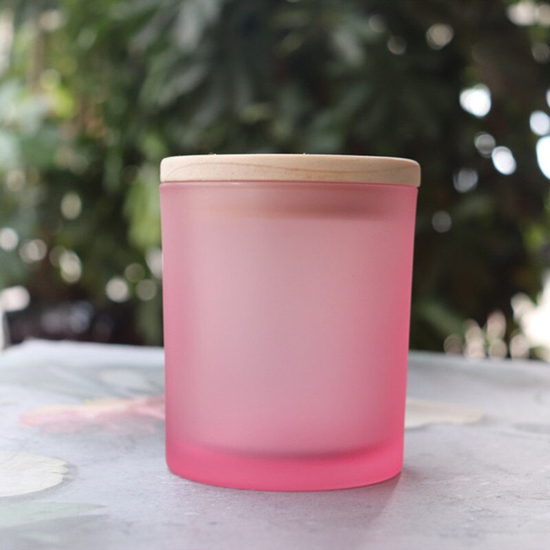 Matte Frosted Glass Jar Handmade DIY Aromatherapy Sented Candle Empty Glass Container Candle Jar Essential Oil Bottle with Lid: pink