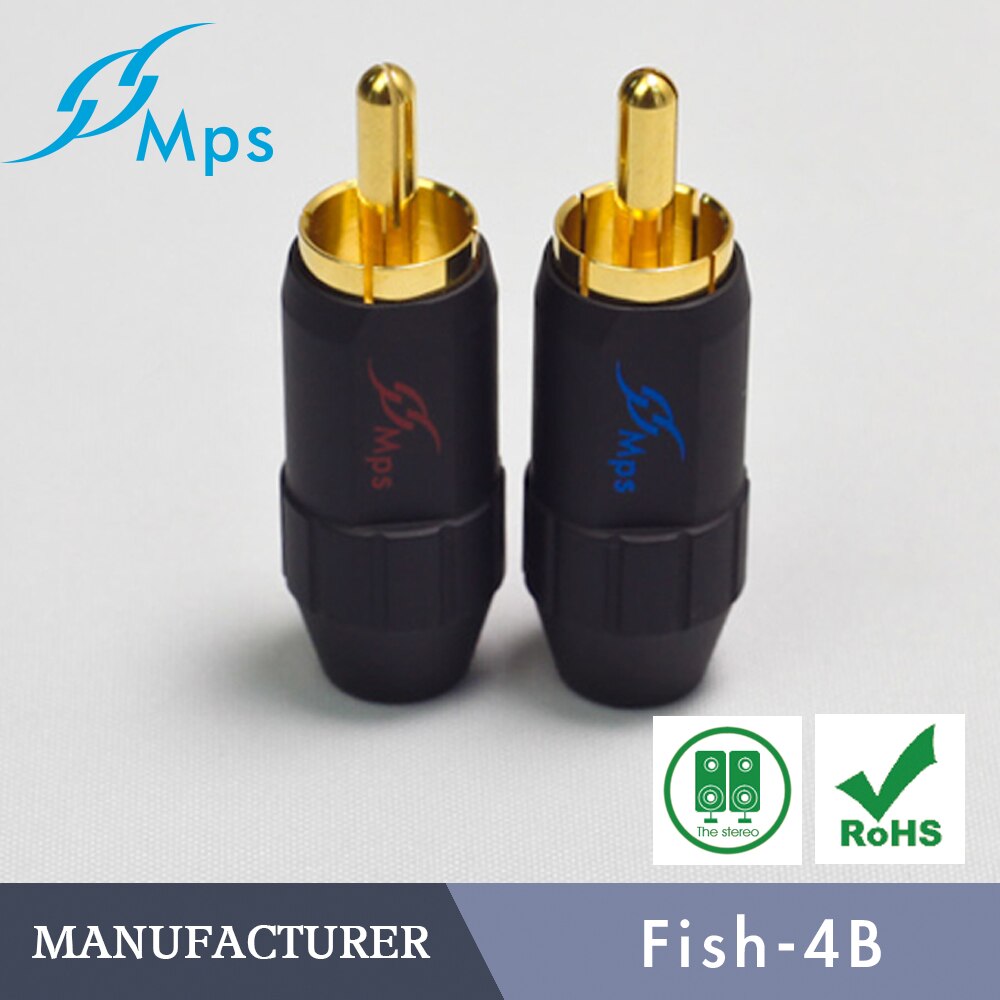 MPS Fish-4B HiFi Copper RCA Plug 24K Gold Plated Audio Double Lotus adapter Plug head Adapter for Speaker Cable Amplifiers