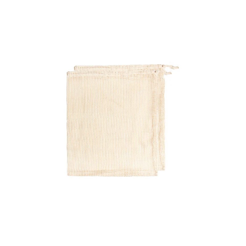Bolsas de malla de algodón para verduras, bolsa de almacenamiento de malla de algodón reutilizable, para la compra de frutas y cocina, con cordón: M 33x28cm