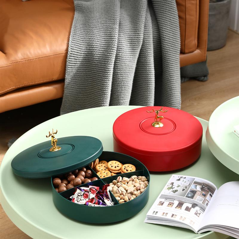 1pc pokrywka plastikowa podzielona suszona taca na owoce orzechy schowek przekąnarty futerał robić przechowywania przekąnarty taca landrynkowy futerał robić zbierania stron porcja