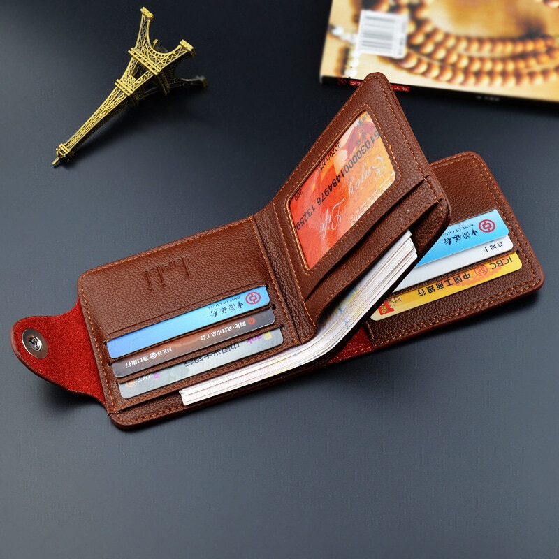 Men's Wallet European and American Magnetic Buckle Multifunctional Short Wallet Men Standard Wallets PU