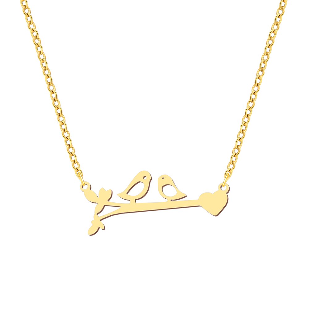 Rvs Kettingen Hollow Tak Vogel Hart Hanger Choker Sleutelbeen Ketting Kettingen Voor Vrouwen Sieraden Party