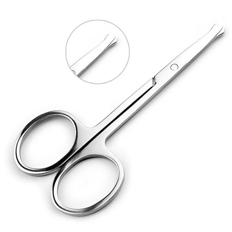 Makeup Scissors Ladies Eyebrows Small Scissors Stainless Steel Round Head Cut Nose Hair Scissors Male Shaved Nose Hair Trimmer