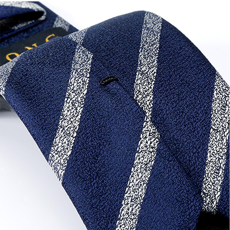 Brand Top Zipper Tie For Men Gentleman Business Work Blue 7CM Striped Necktie Polyester Silk Box