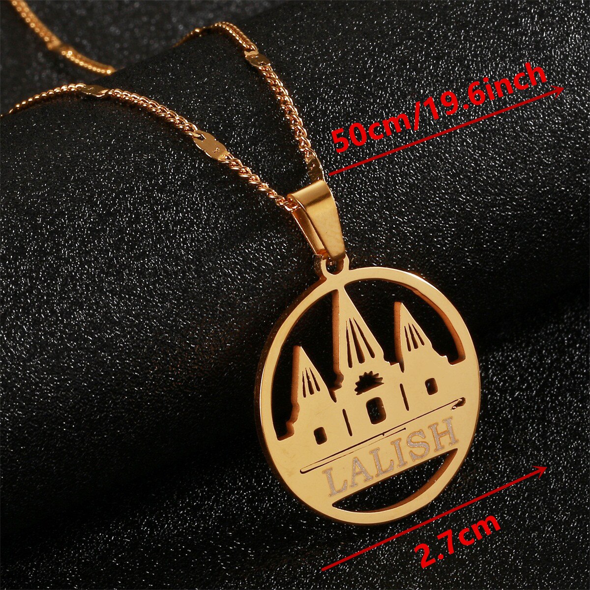 Collar con colgante de acero inoxidable para mujer, Color dorado, Yezidi, fe, peregrinación, joyería para mujer