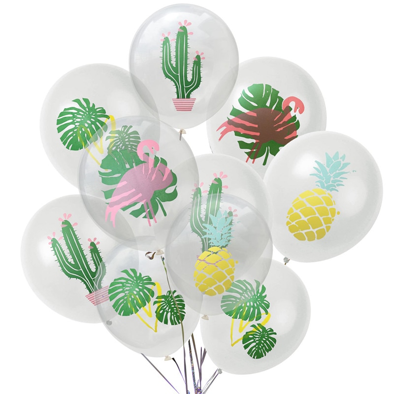 Ballons en Latex de feuilles de palmier 10 pièces | Décoration de Ballon flamant rose, ananas Tropical, Cactus, fête d'anniversaire, plage, été