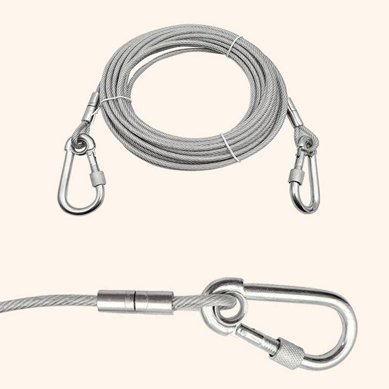 Extra Long Wire Rope Leash For Large Dogs Outdoor Dog Chain Traction Rope About 6-9M 2 Colors 2 Sizes
