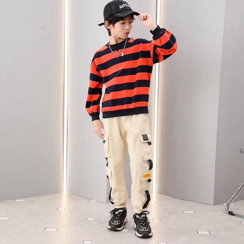 lato kieszeń Sporty Spodnie nastolatek chłopcy dziewczyny biodro-chmiel taniec spodnie ładunek harem Spodnie sport biegaczy dzieci Spodnie dla chłopcy: khaki / 140