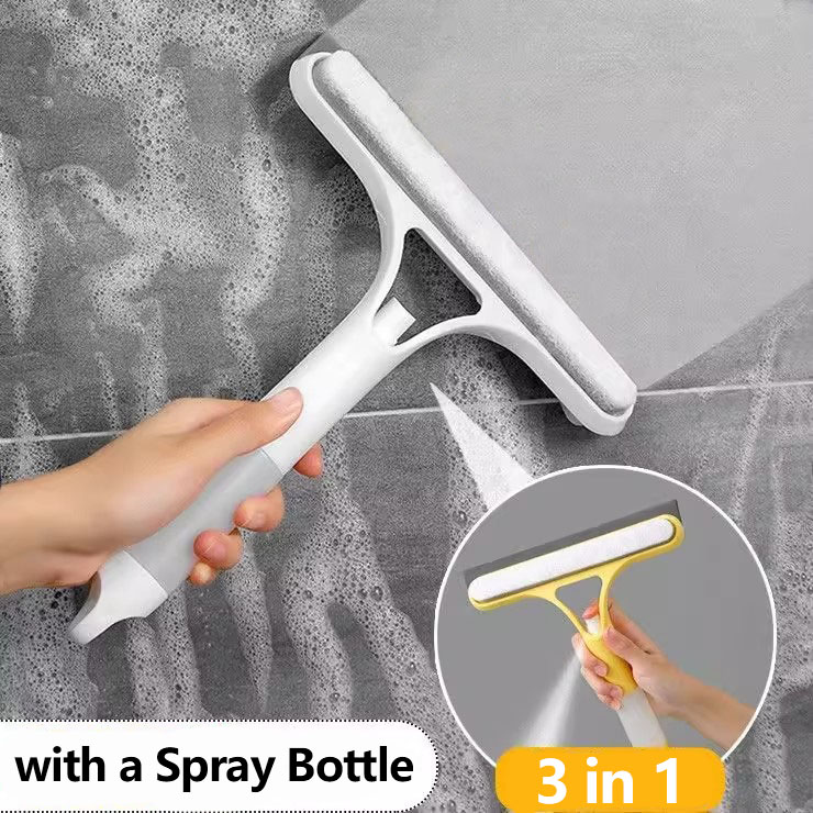 3-in-1 raamreinigingswisser Multifunctionele glazen spiegelwisser met spuitfles Microfiber scrub Huishoudelijke autoreiniger Gereedschap