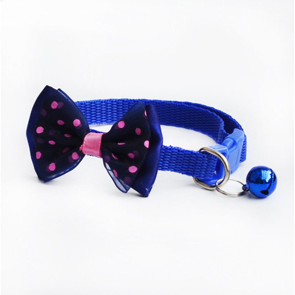 Pajarita ajustable de Color caramelo con cascabel y lazo, cuello de corbata, cachorro, gatito, perro, gato, mascota, 1 ud.: Azul marino