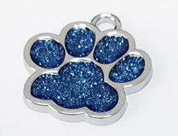 Hundbrickor graverad katt valp husdjurs-id namn krage tag hänge ben&tass glitter söta tillbehör för husdjur: Blå