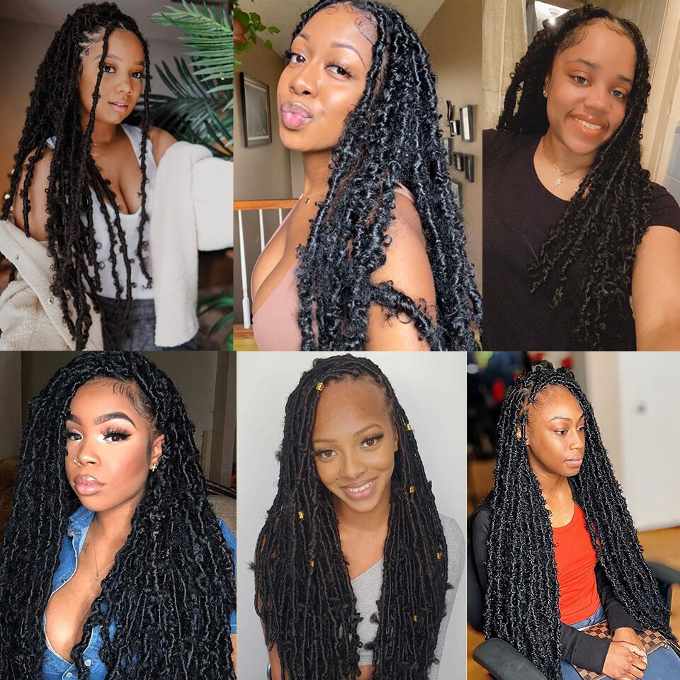 6 Packs Butterfly Crochet Locs Braids Hair 24 Pouces Cheveux Synthétiques Butterfly Soft Locs Crochet Dreadlocks Hair Extensions