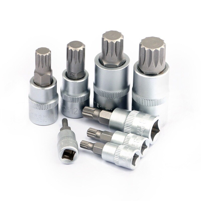 8 pcs 1/4&amp;quot; 3/8&amp;quot; 1/2&amp;quot; Torx Bit Socekt Set Adapter Allen Key Spline Bits Universal Head For Torque Spanner Ratchet Socket Wrench