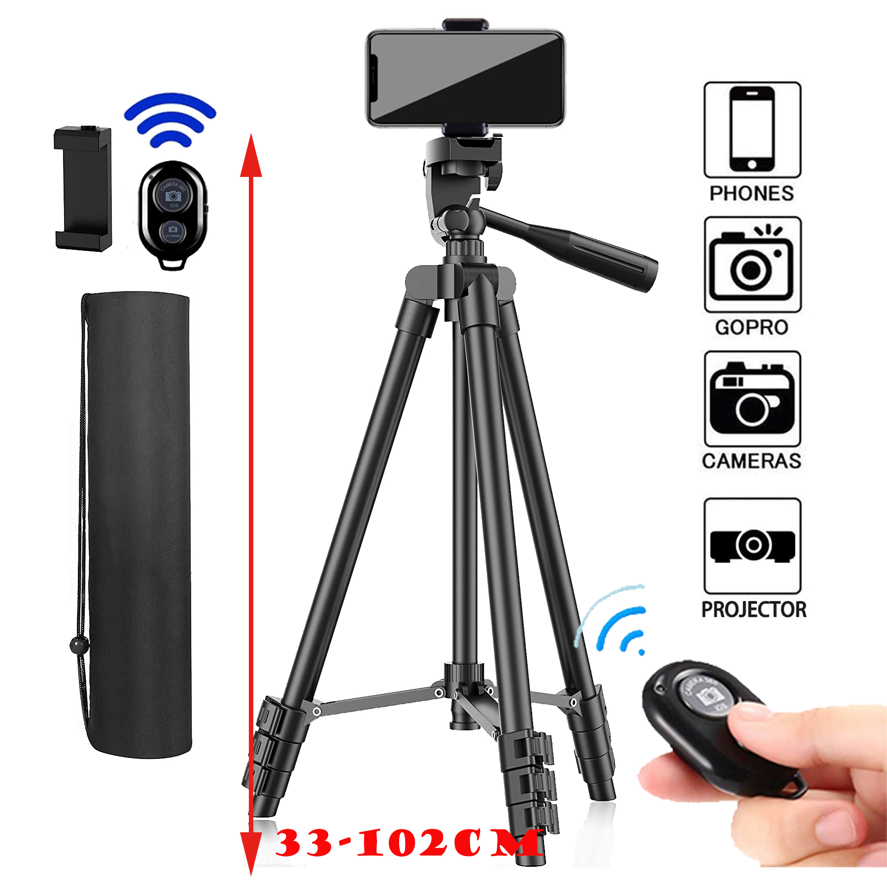 Statyw telefoniczny do nagrywania wideo Statyw telefoniczny ze zdalnym Bluetooth Uniwersalny stojak fotograficzny do aparatu SLRCamera: Black