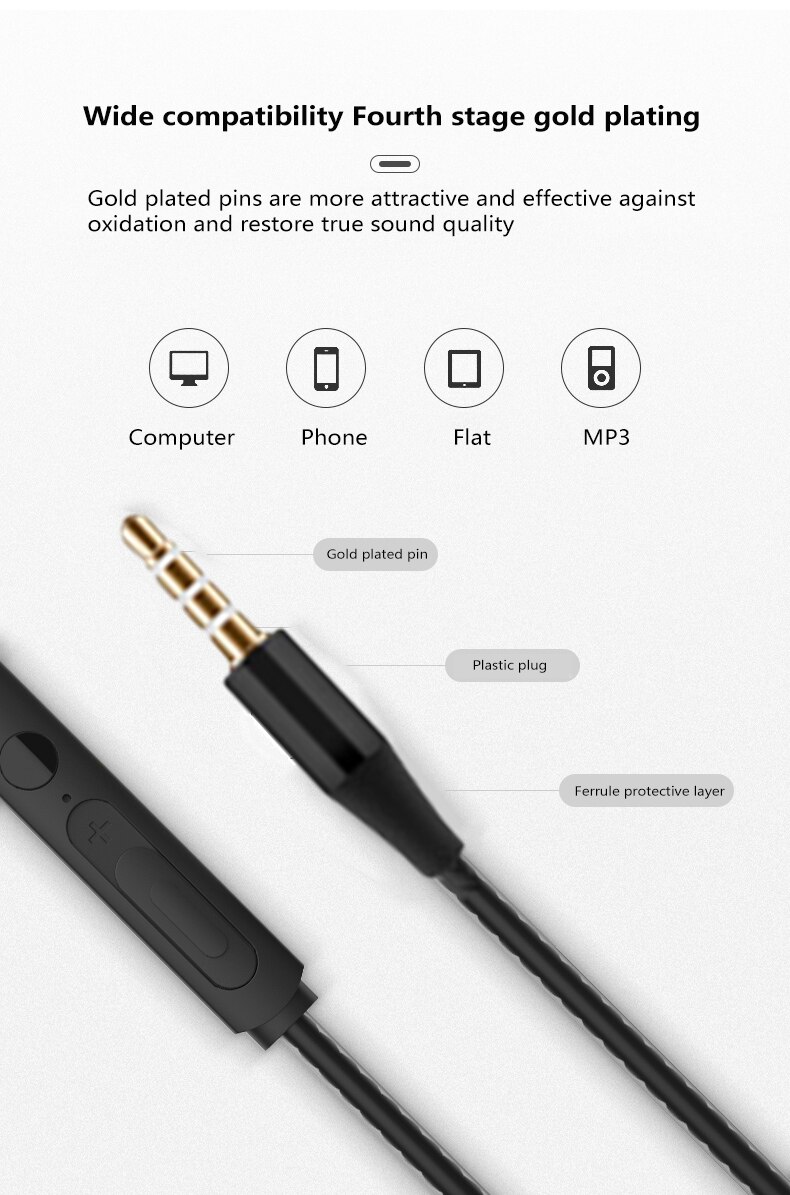 Écouteurs intra-auriculaires filaires avec micro, 3.5mm, stéréo, suppression du bruit, casque d'écoute pour Sport, musique, pour téléphone portable Xiaomi Huawei