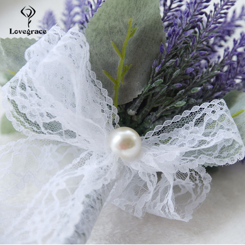 Lovegrace Lavender Flower Bouquet Bride Wedding Flower Artificial Purple Lavender Bridesmaid Sister Wedding Bouquet Home Decor