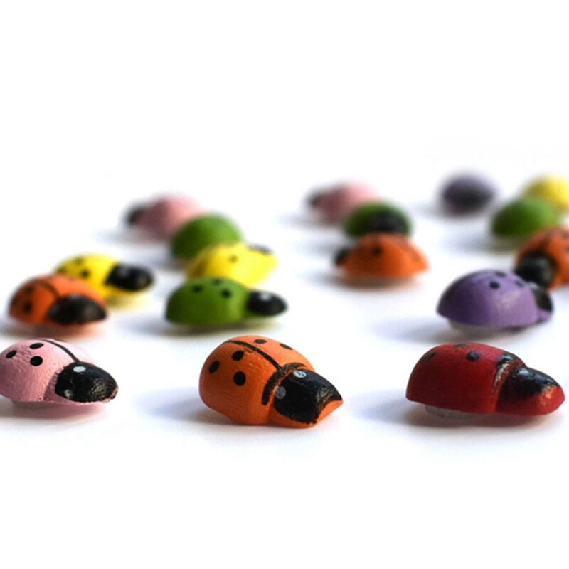 50Pcs Miniature Ladybug Decorations Resin Crafts DIY Little Garden Decor