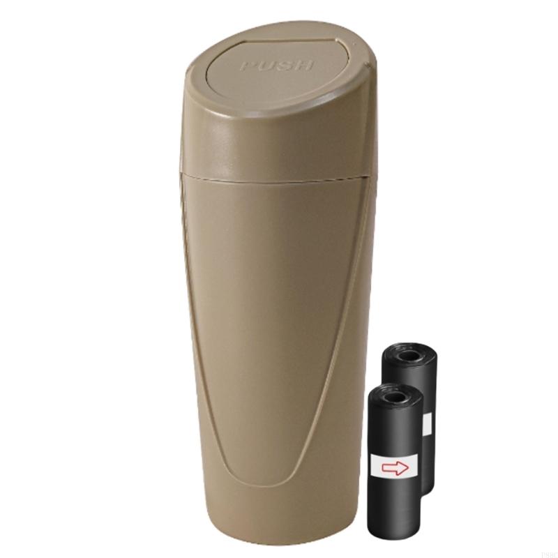 Contenedor basura para vehículos P88C con tapa a presión, bote capacidad media, bote basura para automóvil,: Beige