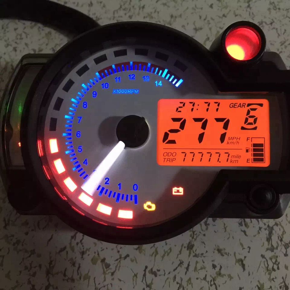 KOSO-tacómetro Digital RX2N para motocicleta, medidor de combustible con pantalla LCD, velocímetro, máximo ajustable, 299 KM/H, 7 colores