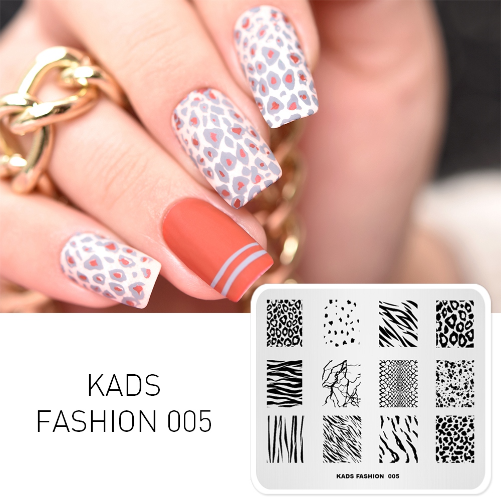 KADS Mode 005 Serie Streep Luipaard Spikkel Shape Nail Decoratie Stempel Template Stencil Polish Stempel Plaat