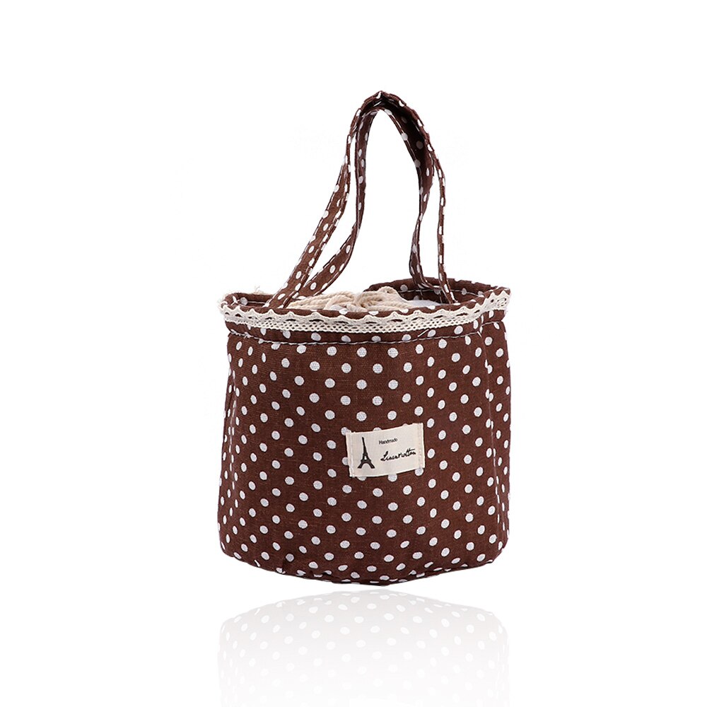 1PC Casual Tragbare Lunch Bag Dots Isolierte Leinwand Thermische Lebensmittel Picknick Mittagessen Taschen Für Frauen Kinder Kühler Mittagessen Box tasche Tote: grey