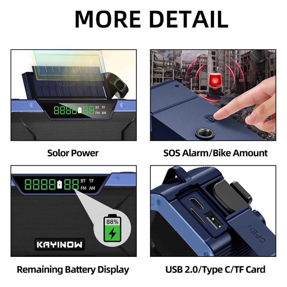 Portable Emergemcy AM/FM/WB/NOAA Weather Radio 5000mAH IPX5 Waterproof Phone Charger Hand Crank Radios LED Flashlight SOS Alarm