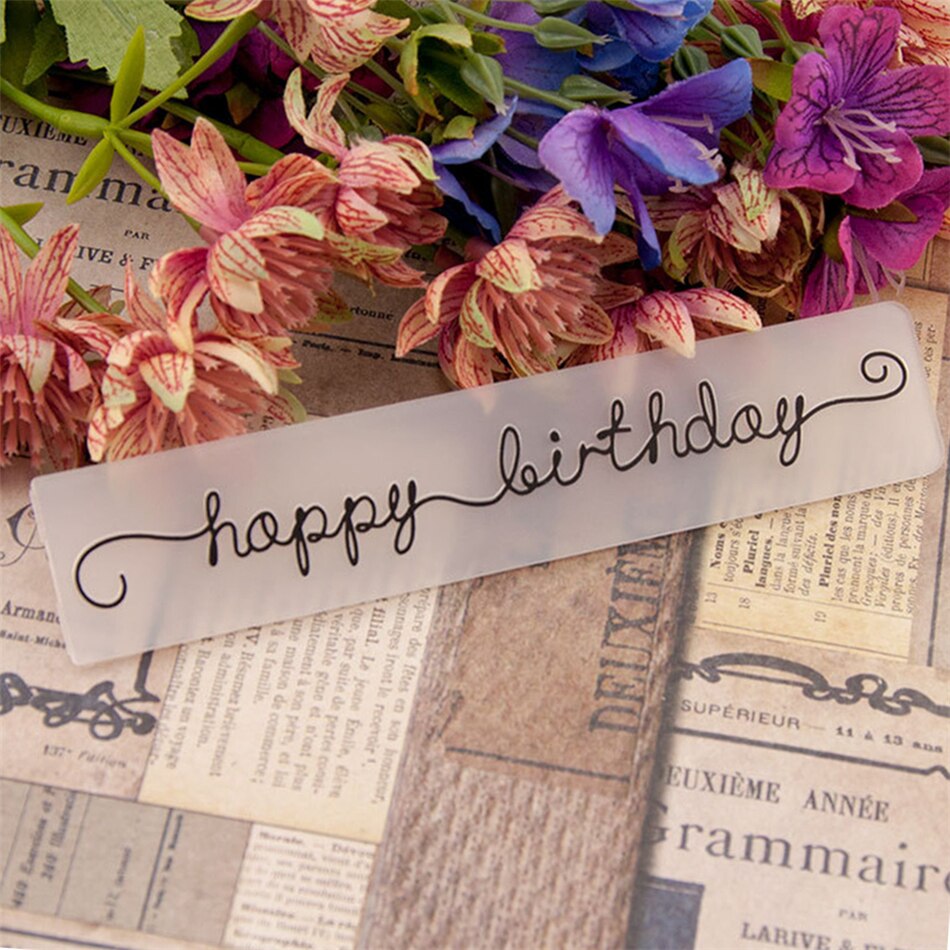 Eastshape Gelukkige Verjaardag Patroon Plastic Embossing Map Voor Scrapbook Diy Album Card Tool Plastic Template Mappen