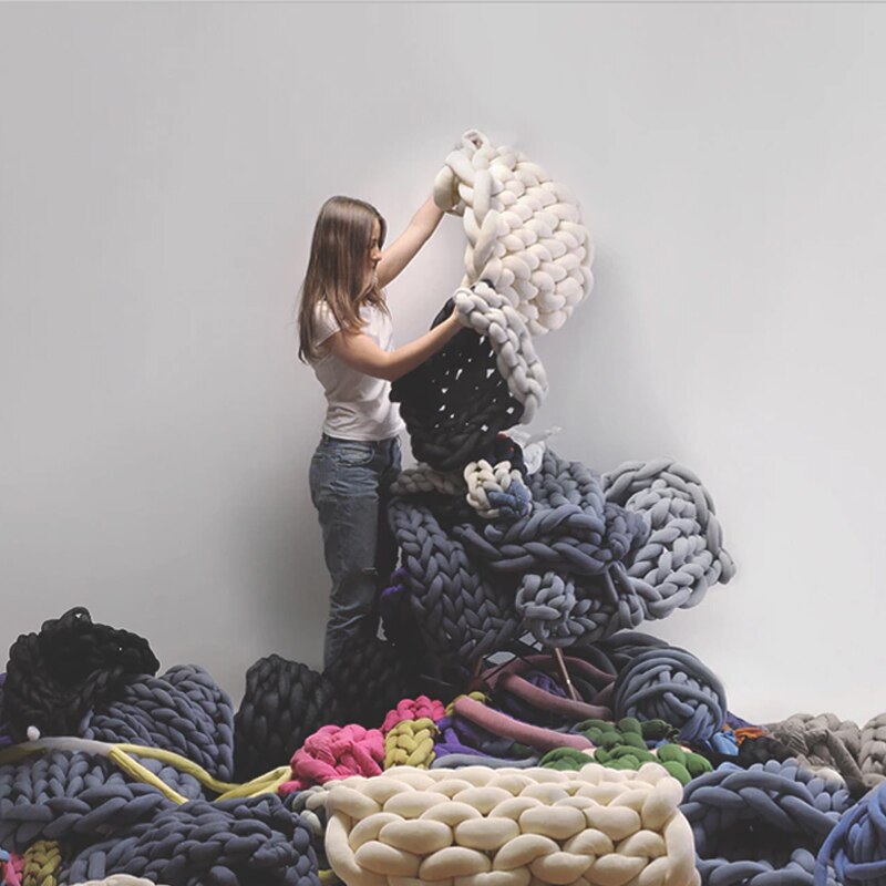 Super Grof Wol Gevulde Katoen Kern Garen Diy Hand-Gebreide Deken Materiaal Merino Wol Alternatieve Huisdier Vriendelijke 500G