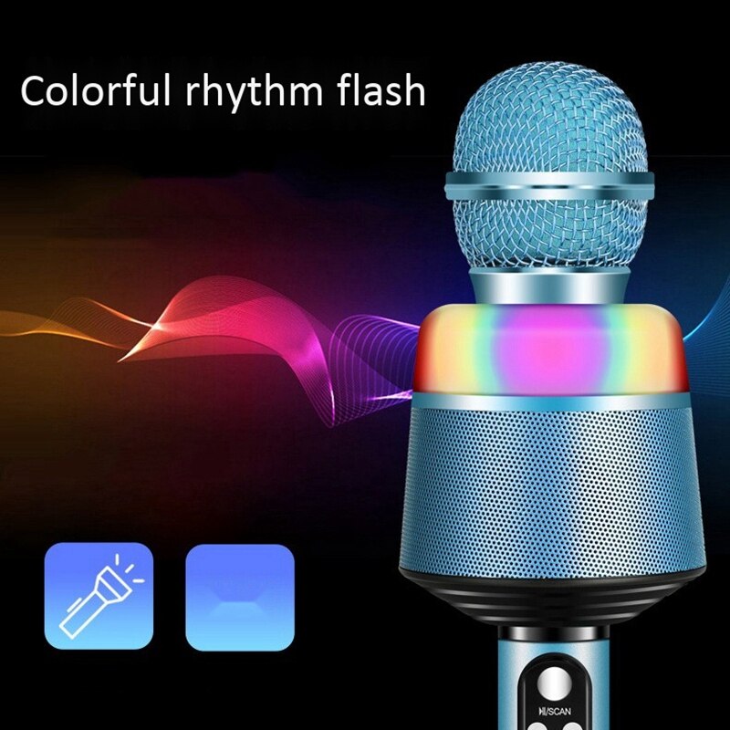 Bluetooth Microphone Mobile Phone K Songbao Wireless Microphone with Light Portable Handheld Microphone
