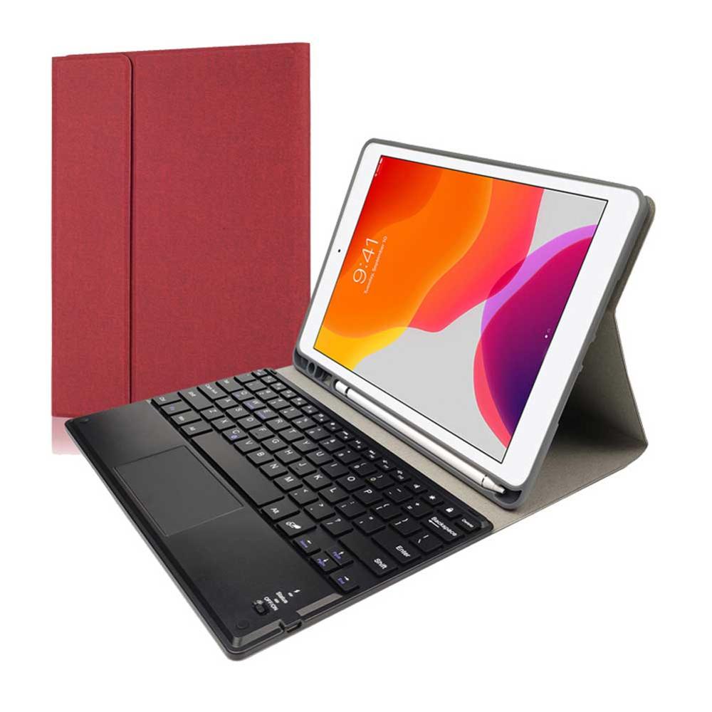 Wireless Keyboard Case Voor Ipad 10.2 Tablet Case Bluetooth Keyboard Cover Voor Ipad 10.2 Pu Leather Afneembare Cover: Red