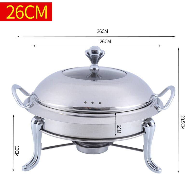 Thickened stainless steel alcohol pot dry pot small hotpot restaurant Pot son hotel commercial household shabu fry pot pot: Silver 26cm