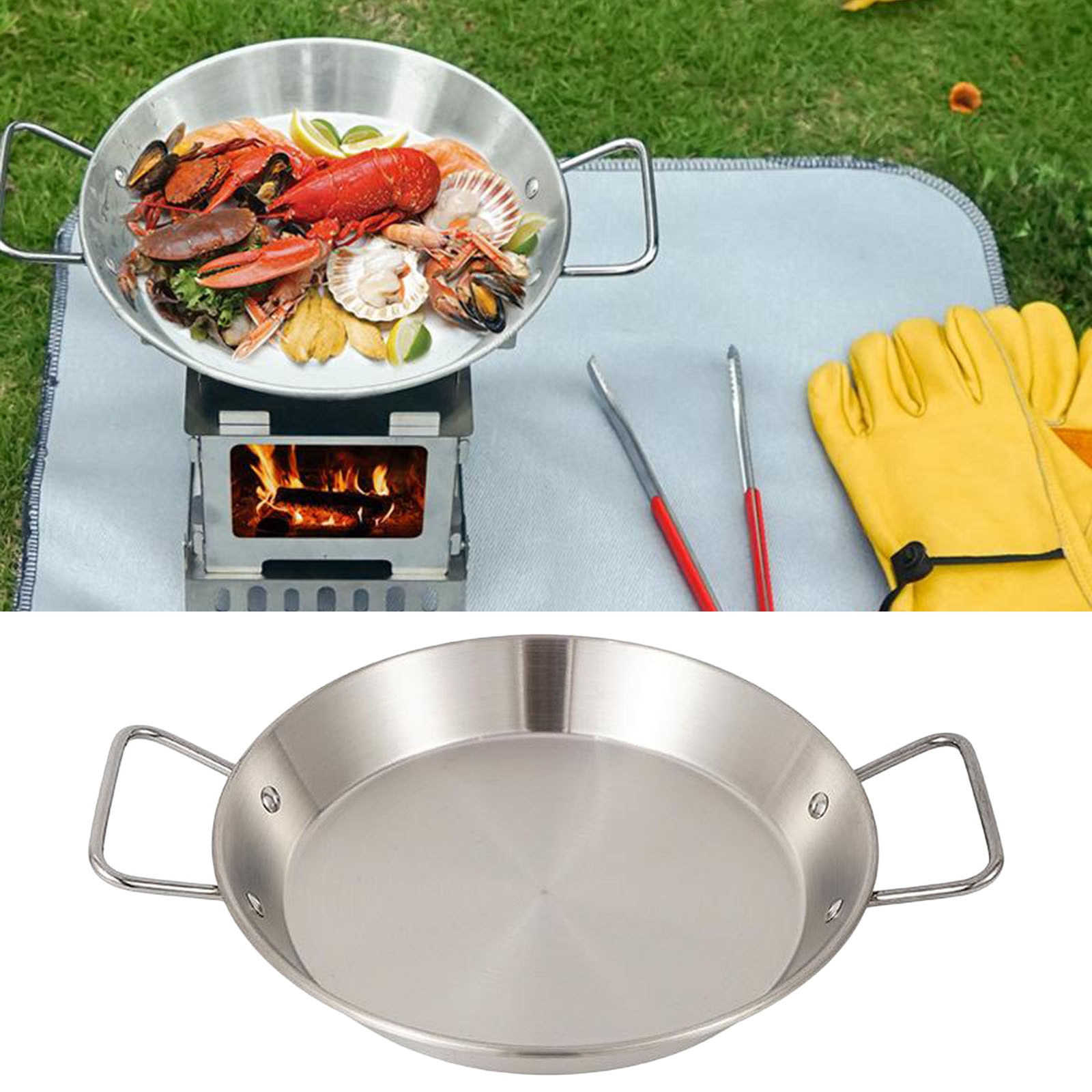 Grill topper wok med handtag utomhus bärbar multifunktionell stekbricka