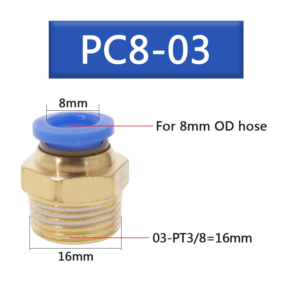 50Pcs Pneumatic Fitting Tube Connector Fittings Air Quick Water Pipe Push In Hose Quick Couping PC4-01 PC6-02 PC8-02: 50Pcs-PC8-03