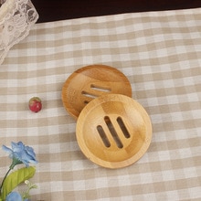 1 st naturlig bambu tvål skål rund formad kök badrum tvål låda hållare handgjorda badrum ställ rack tvål förvaringsbox
